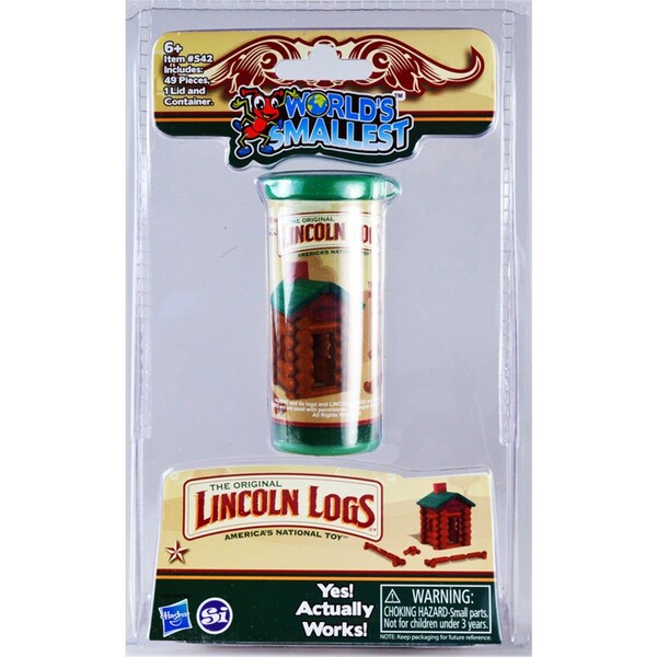 Super Impulse Wood Worlds Smallest Lincoln Logs, Brown & Green - 49 Piece SU7403 - main